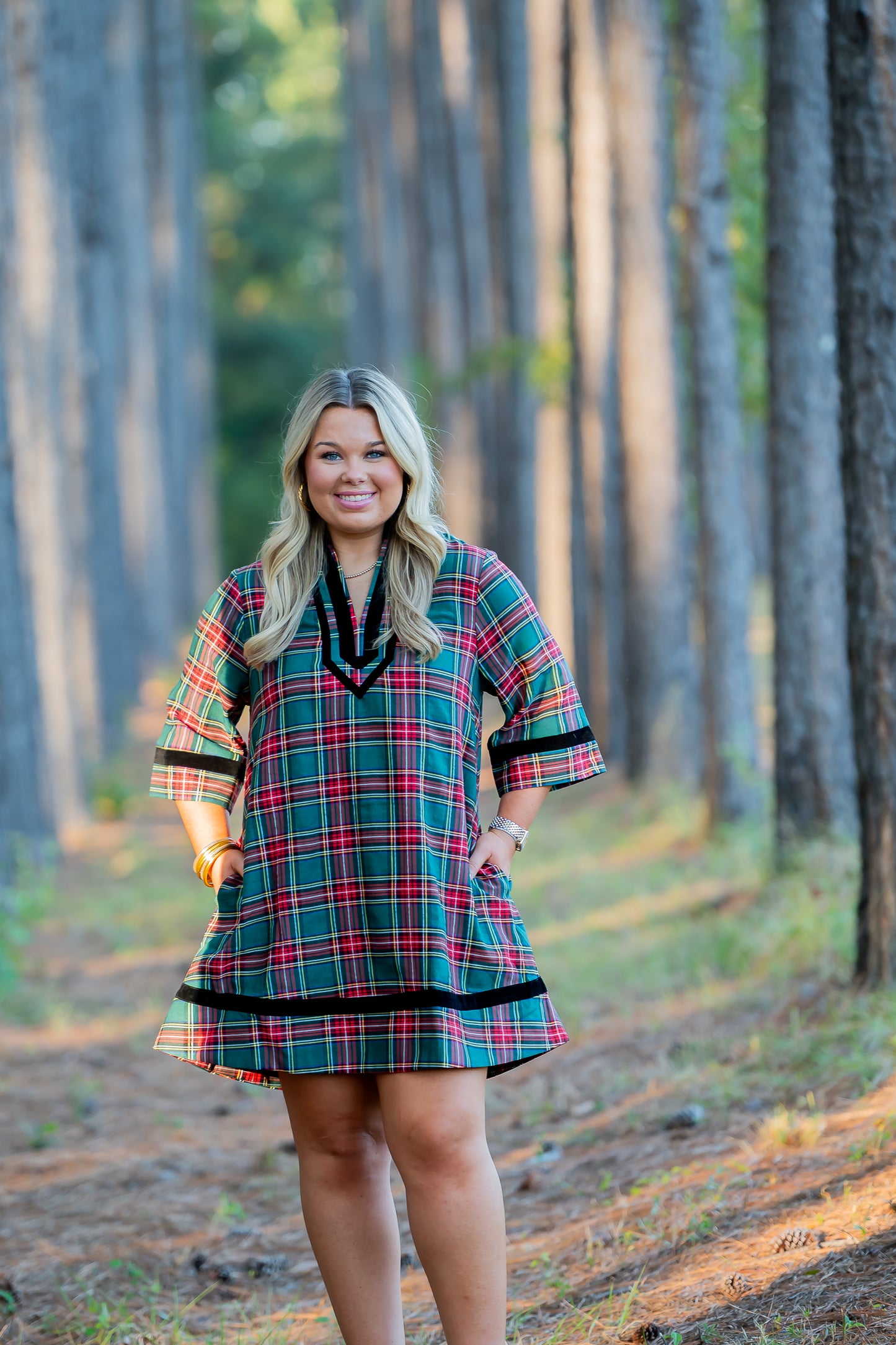 Howard 3/4 Sleeve Plaid Dress