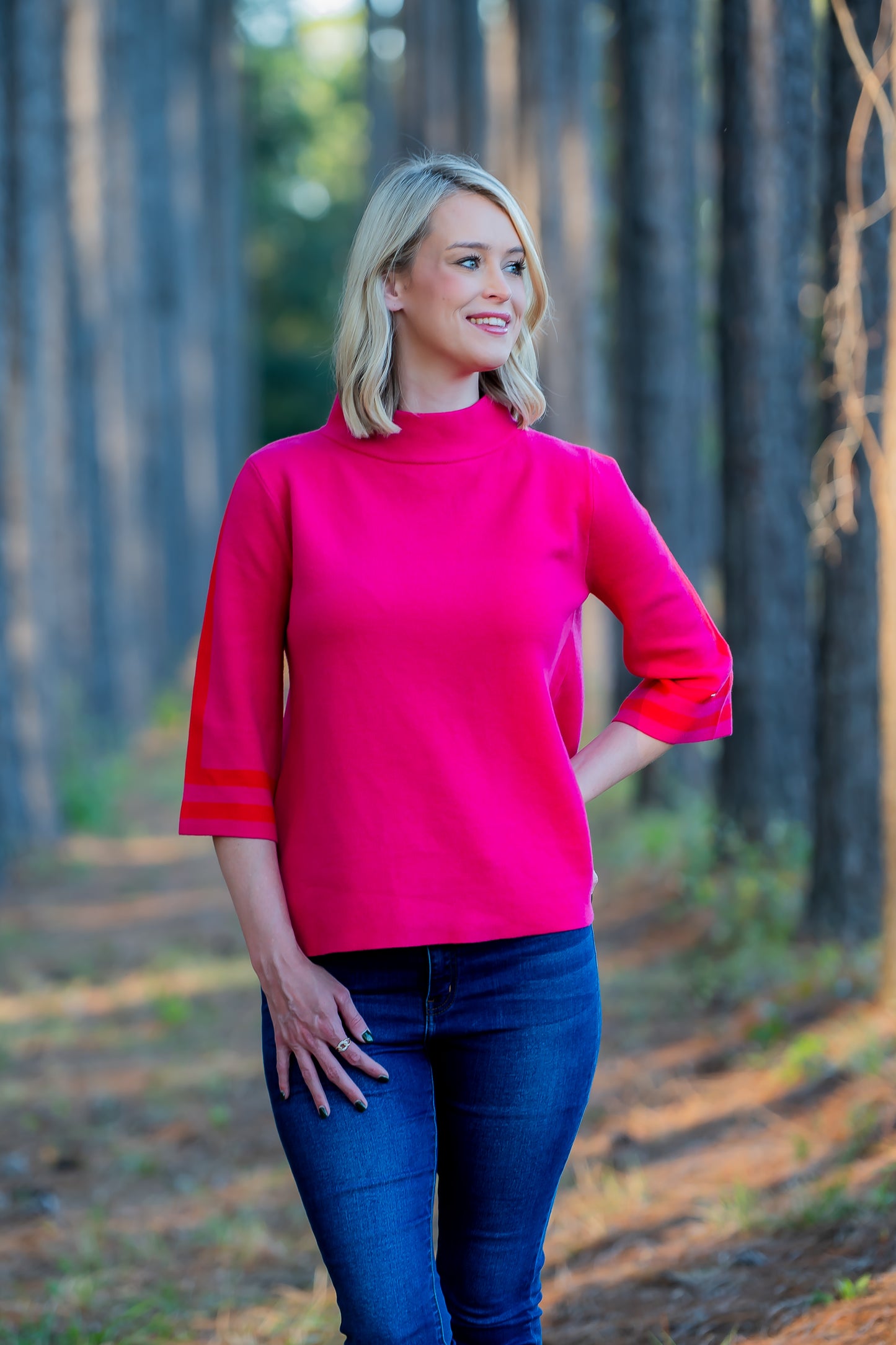 Suzan Stripe Mock Neck Sweater