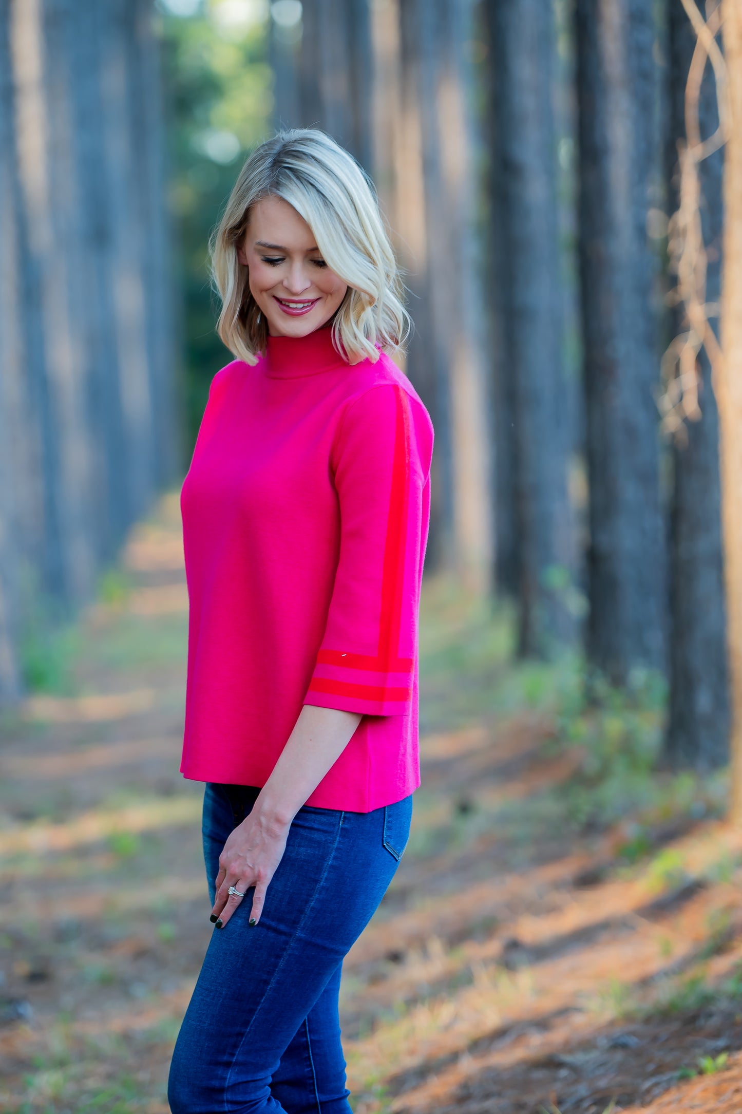 Suzan Stripe Mock Neck Sweater