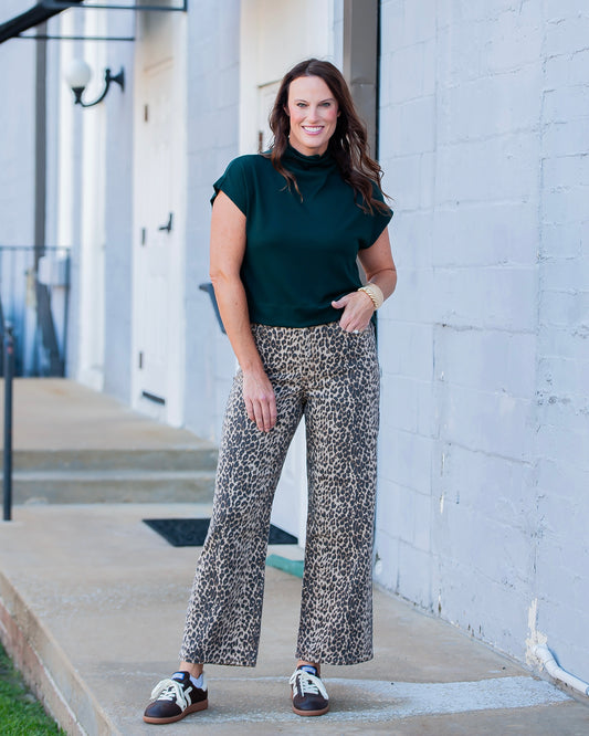 Just Black High Rise Vintage Jeans in Leopard