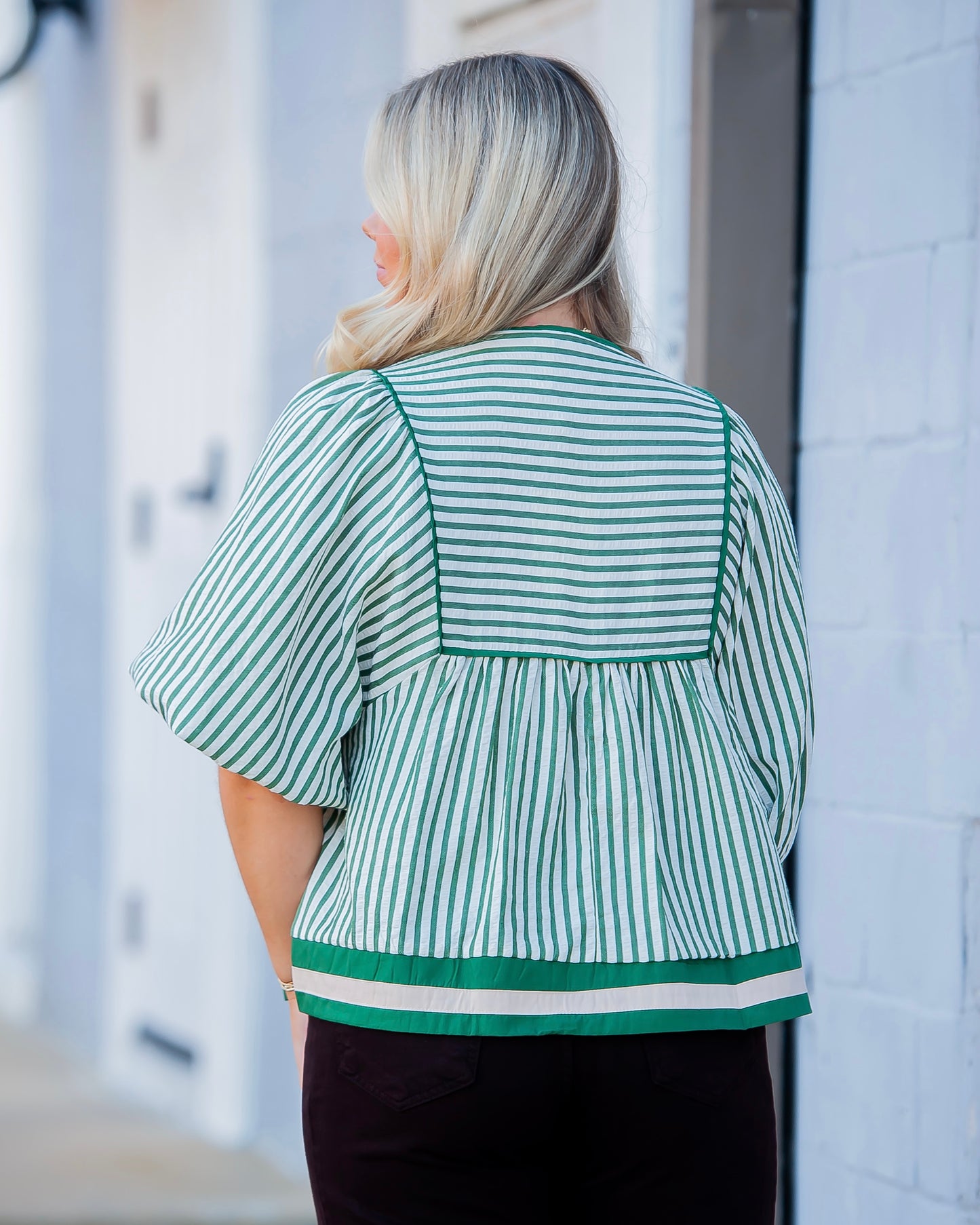 Chrissy Striped Top- Green