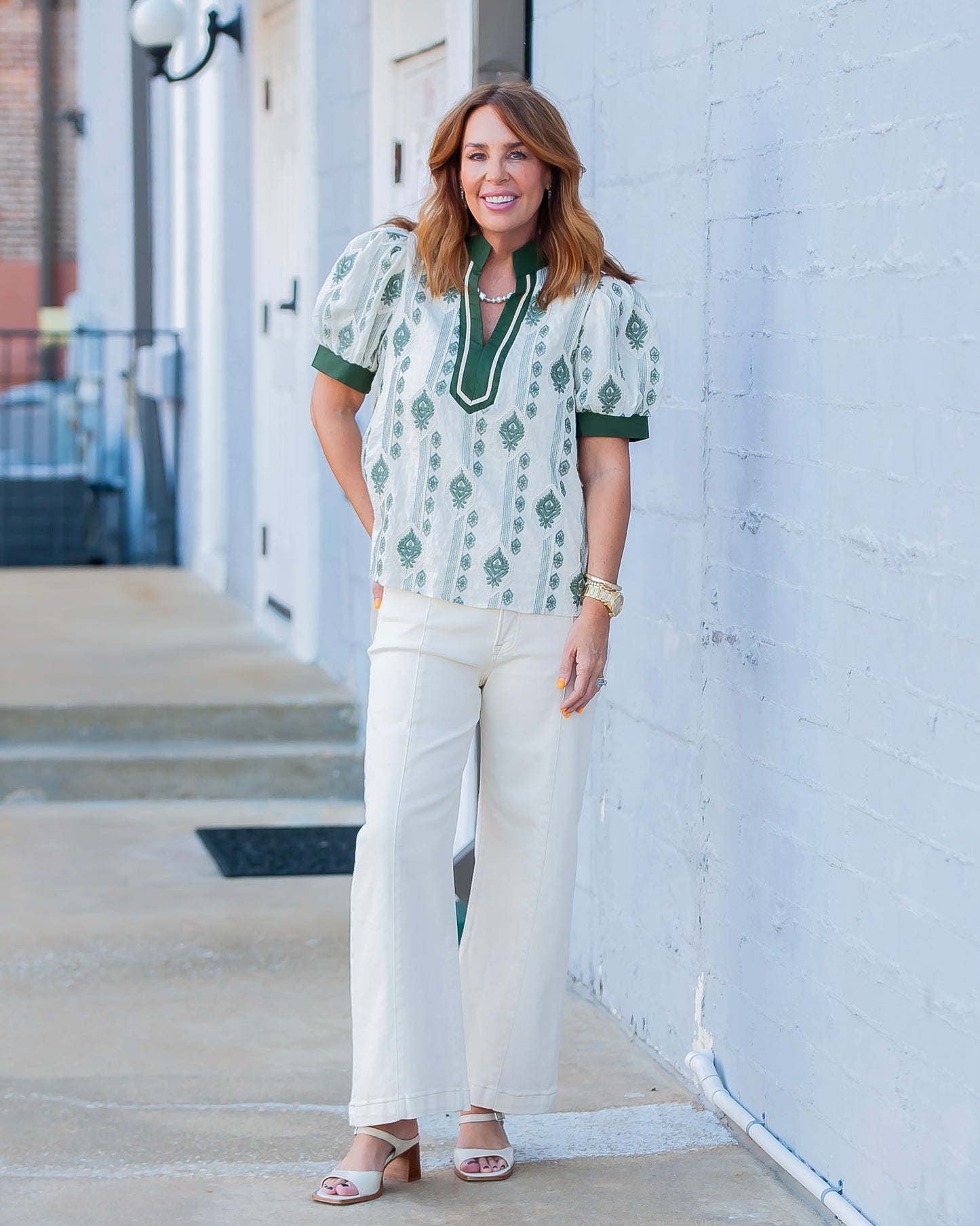 Shelby Embroidered Top- Olive