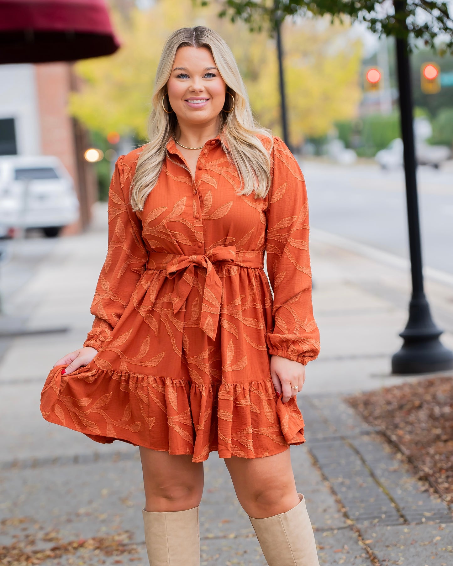 Judsyn Jacquard Tie Waist Dress