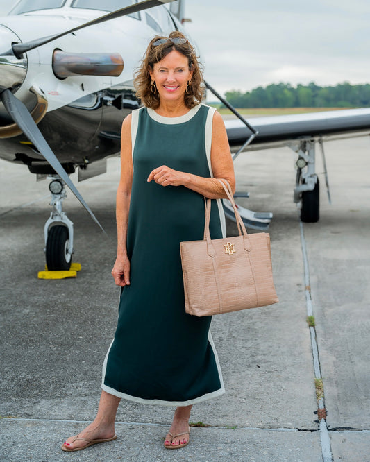 Conner Round Neck Midi Dress-Hunter Green