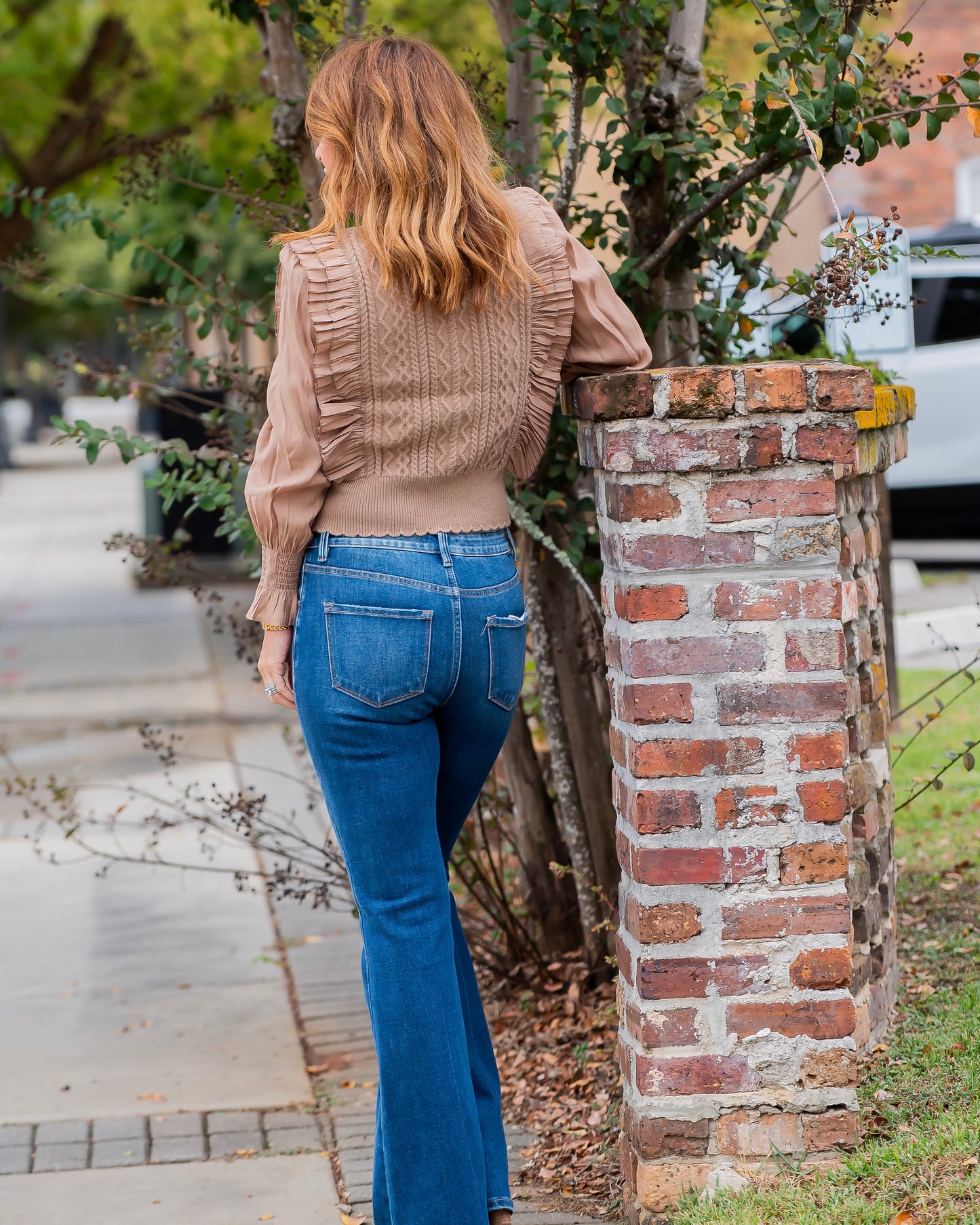 Leighton Ruffle Sweater- Mocha