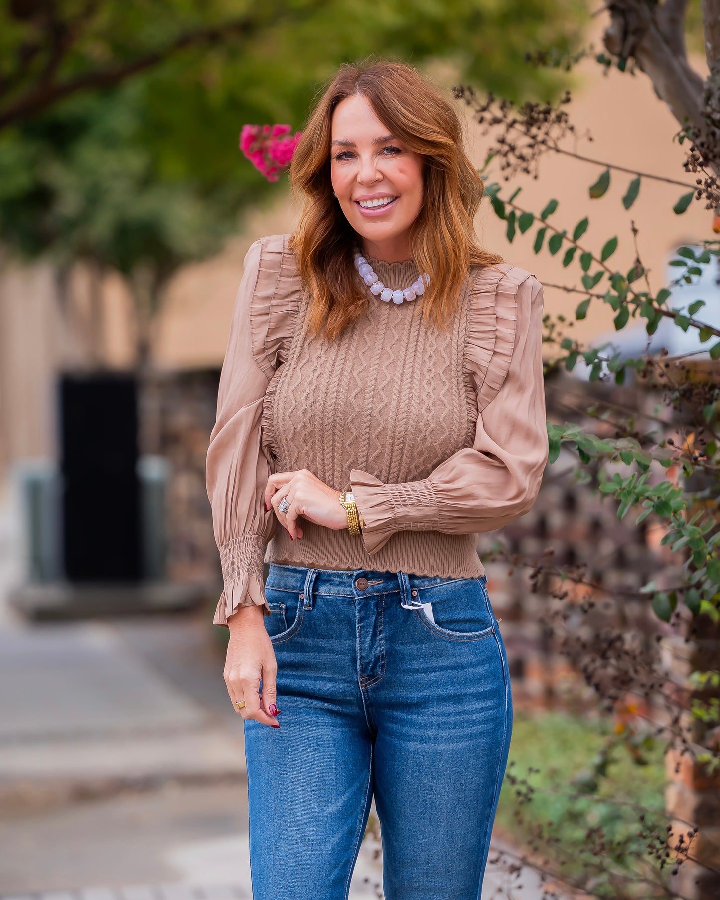 Leighton Ruffle Sweater- Mocha