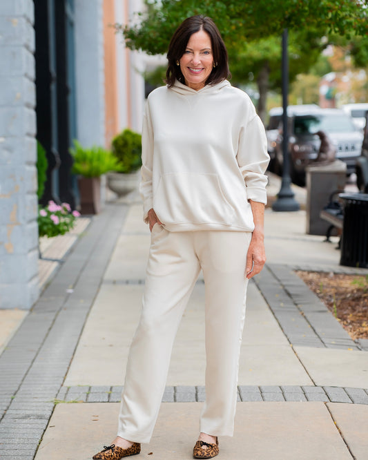 Valli Satin Trim Lounge Pants-French Vanilla