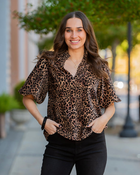 Kirkland Puff Sleeve Leopard Top