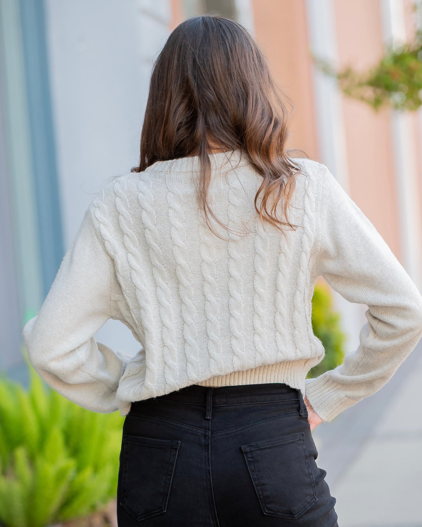 Beaumont Cable Lace Up Sweater
