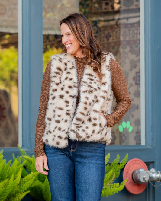 Larimore Animal Print Faux Fur Vest