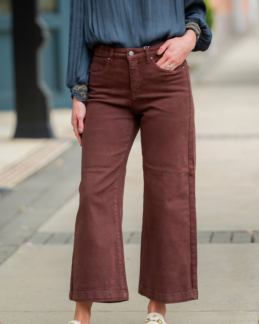 Veronica High Rise Crop Jean - Brown