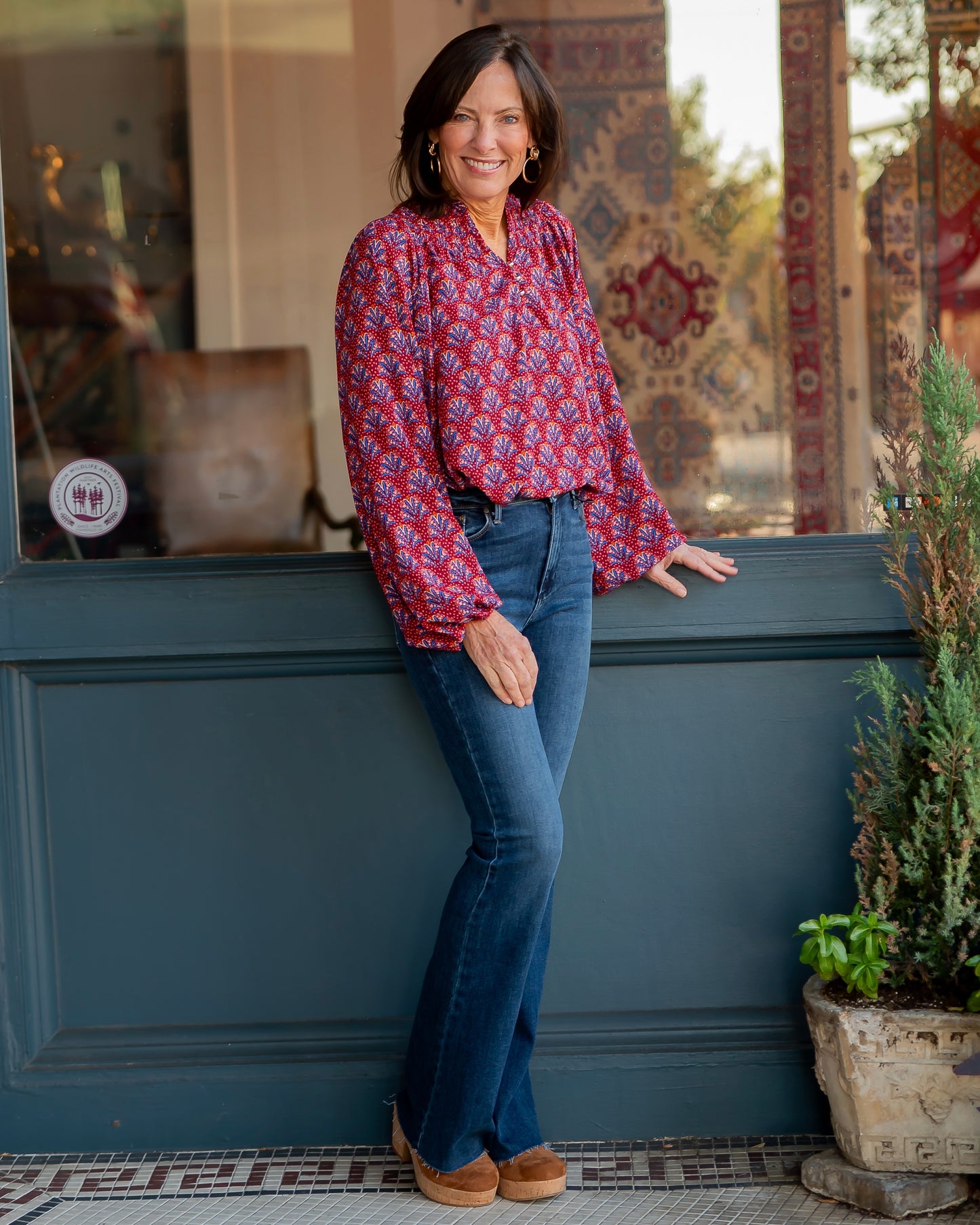 Josi Burgundy  Floral Top