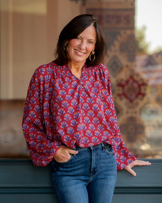 Josi Burgundy  Floral Top