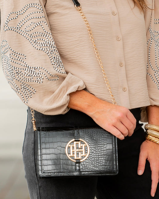 Cecilia Circle Logo Handbag Black EC