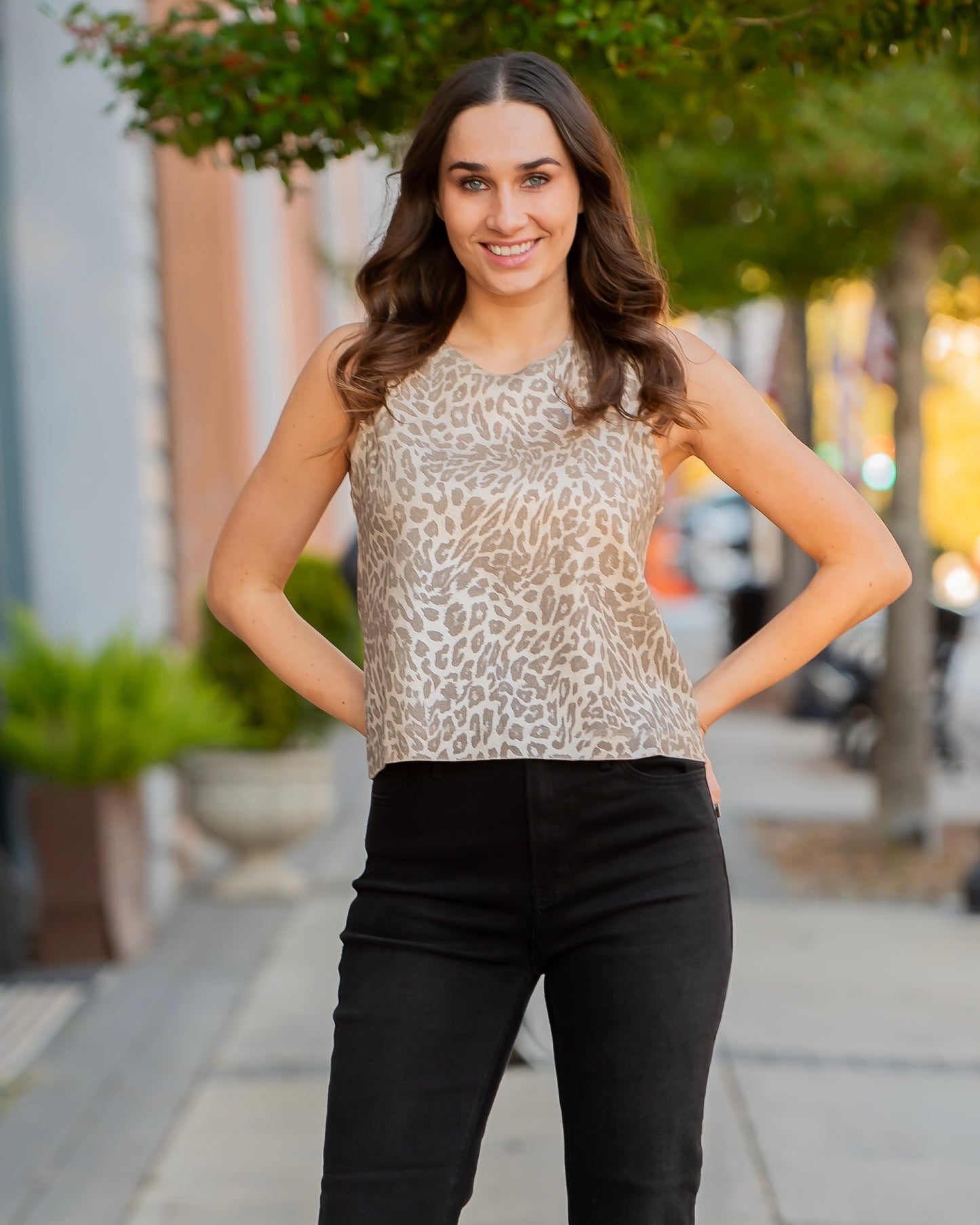 Mary Metallic Animal Print Top