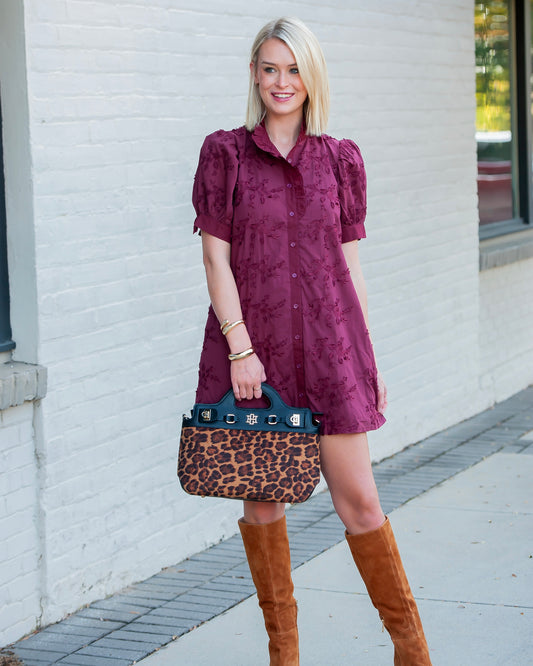 Joyner Button Up Dress-Garnet