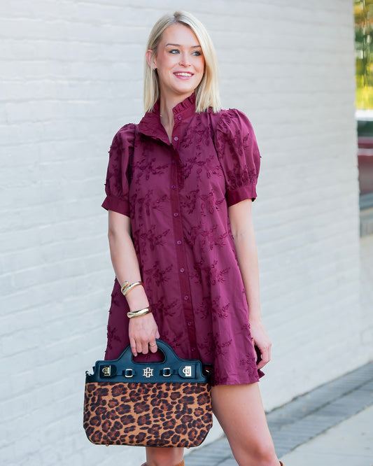 Joyner Button Up Dress-Garnet