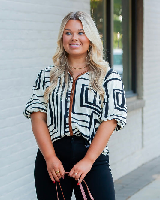 Eugenia Geometric Print Top