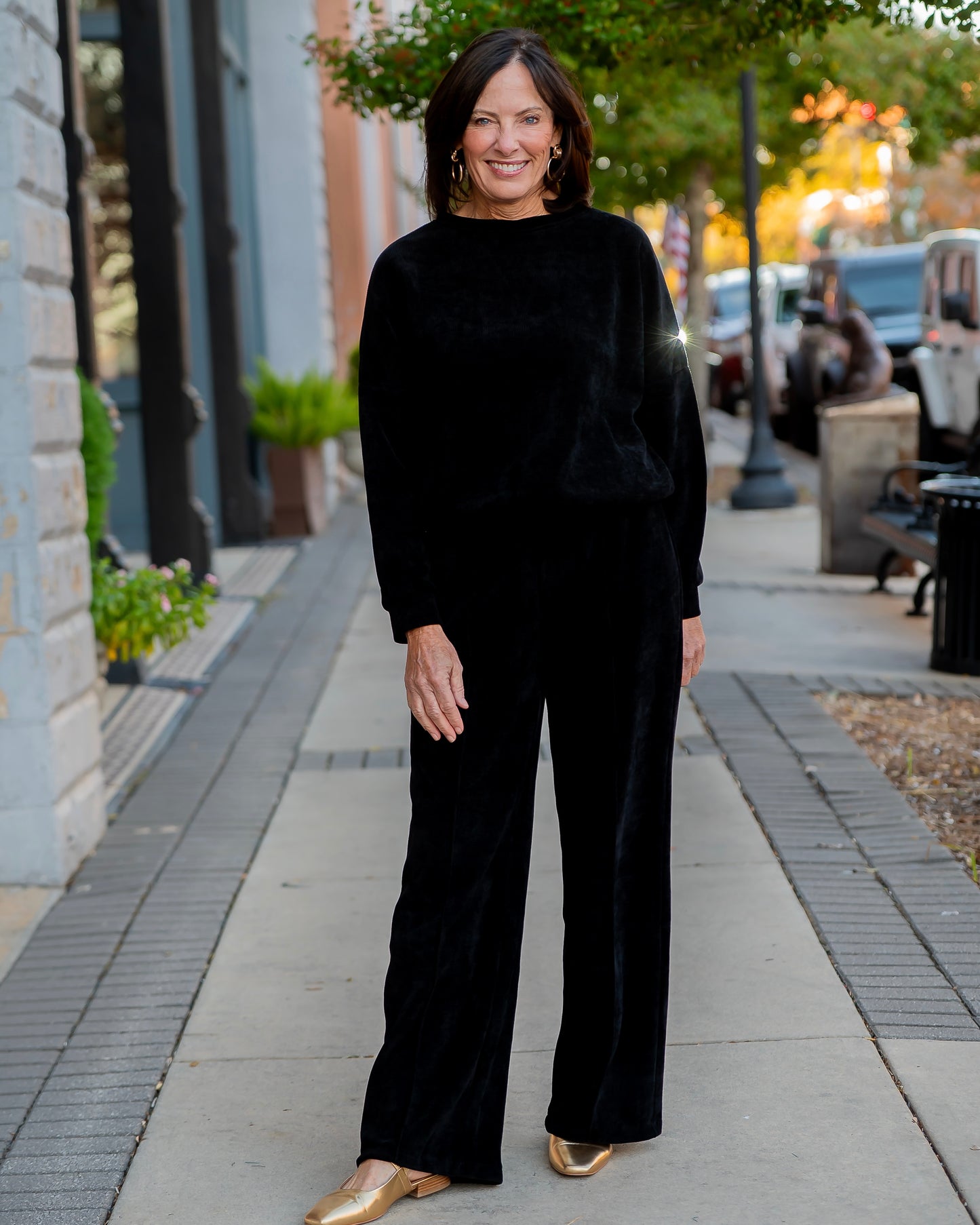 Noelle Waffle Print Top - Black