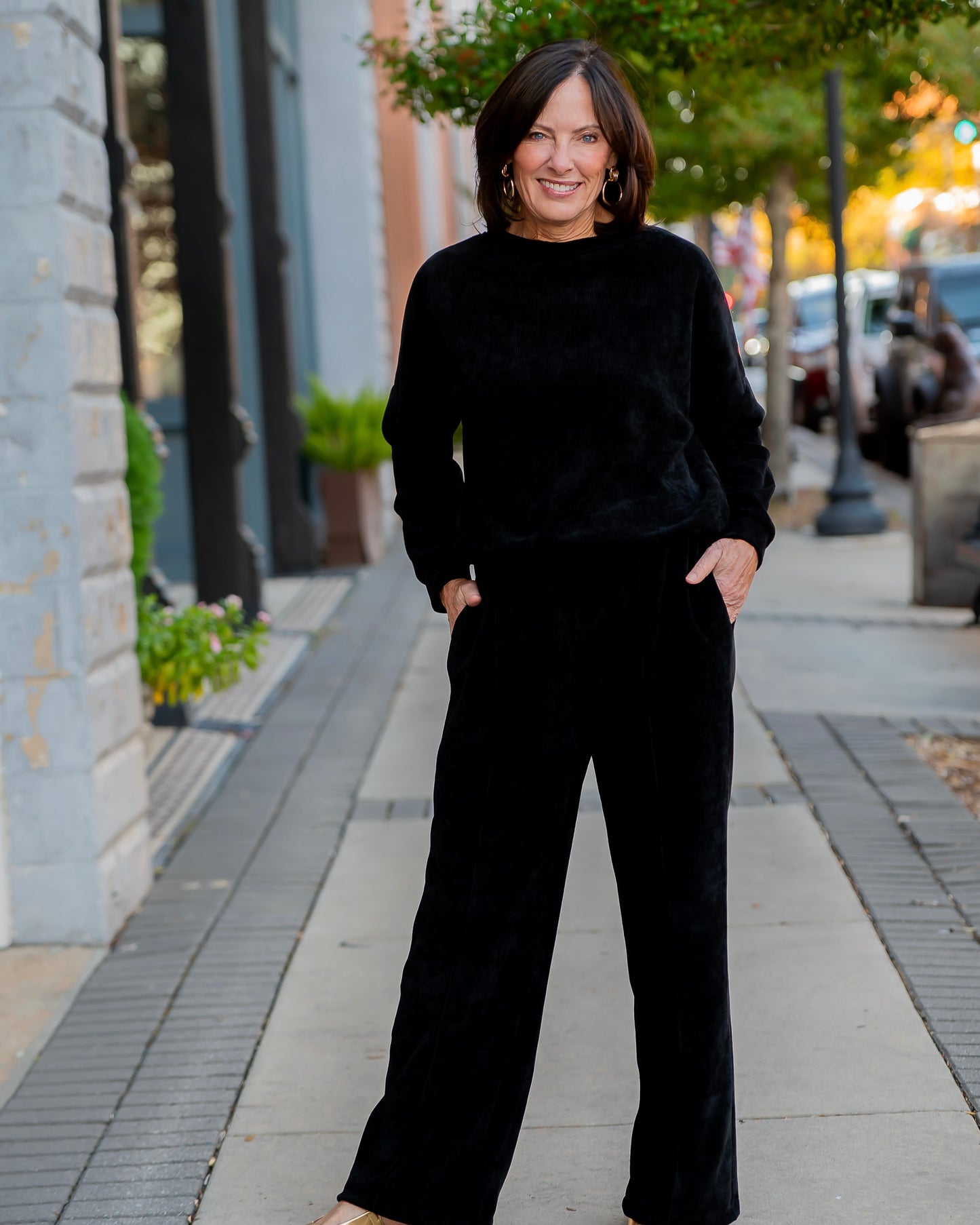 Noelle Waffle Print Pant - Black