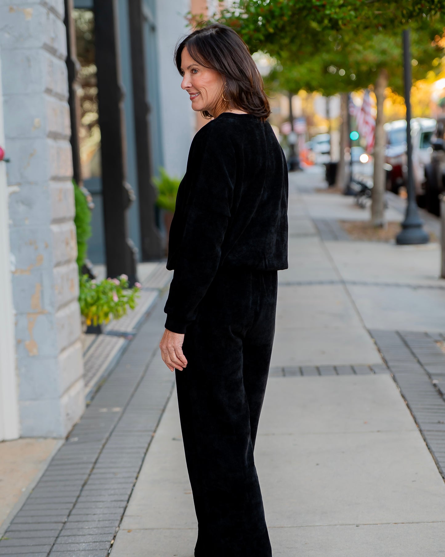 Noelle Waffle Print Pant - Black