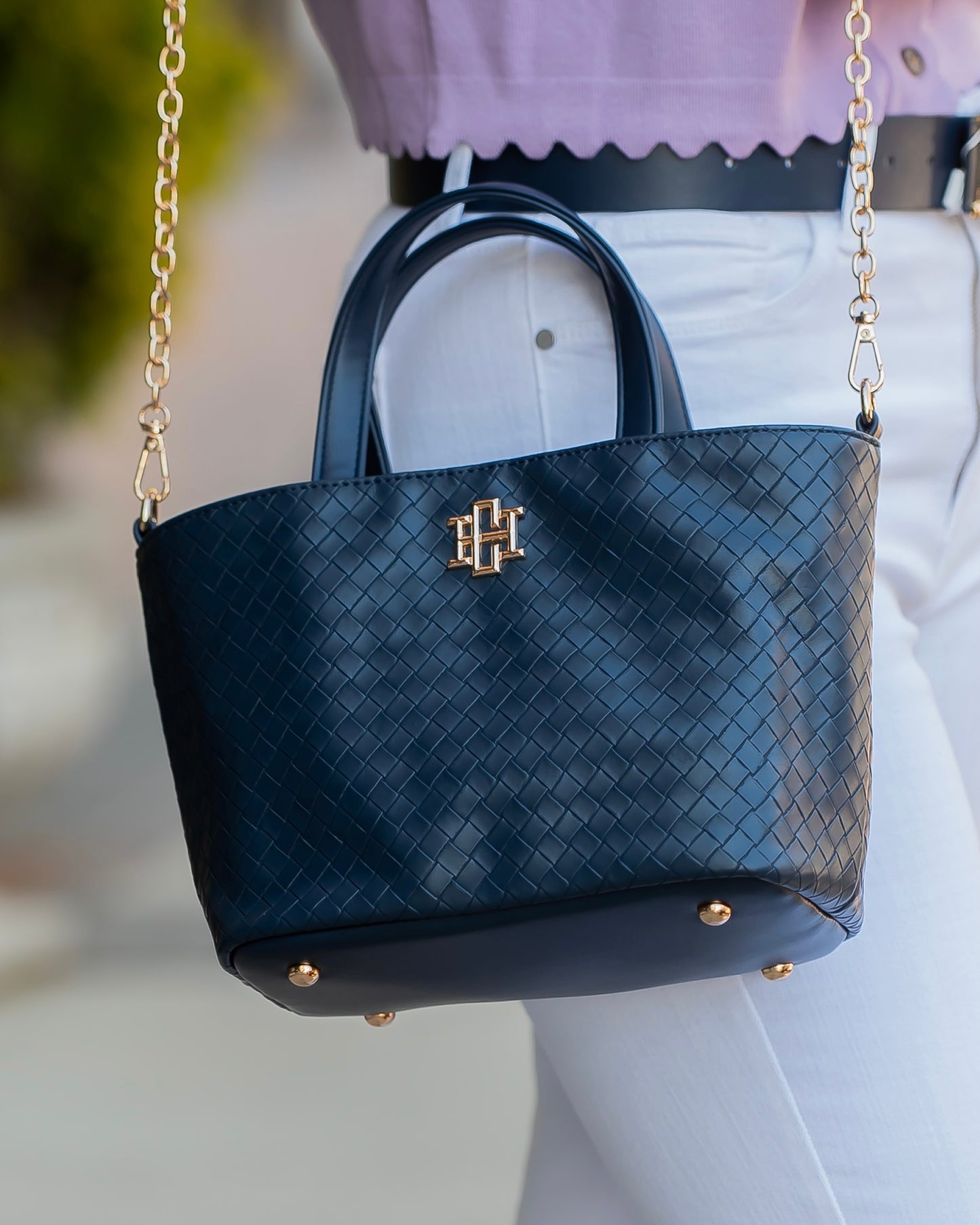 Maren Mini Tote Woven Navy
