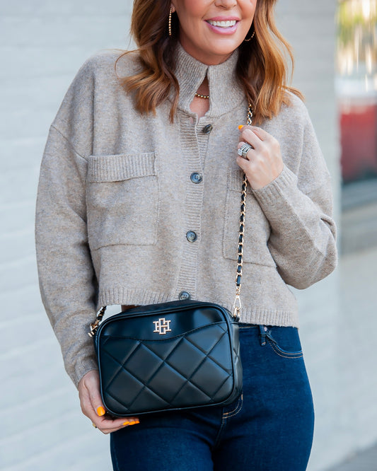 Golda High Collar Knit Cardigan