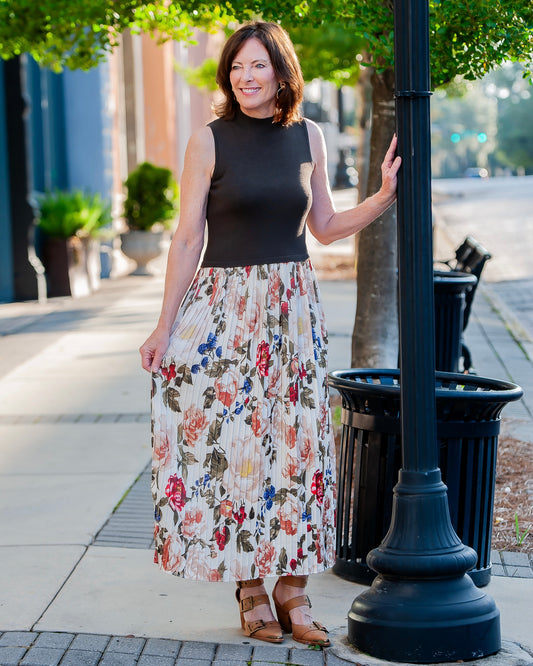 Posey Pleated Floral Midi Dress