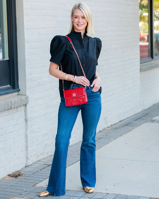 Cannon Buttoned Top- Black