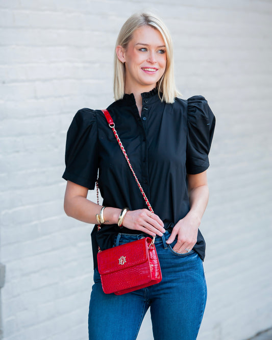 Cannon Buttoned Top- Black
