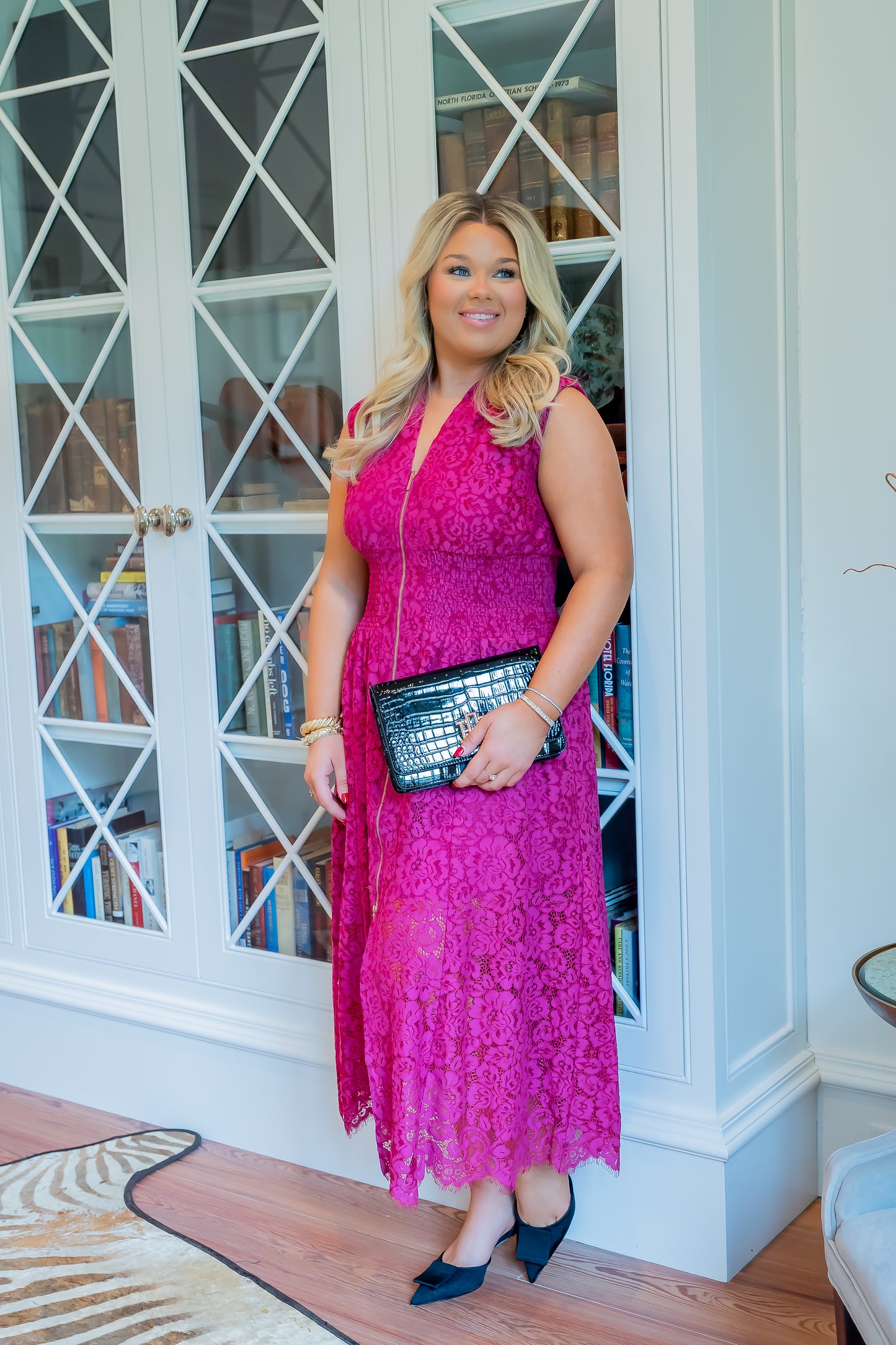 New York Lace Dress-Deep Rose