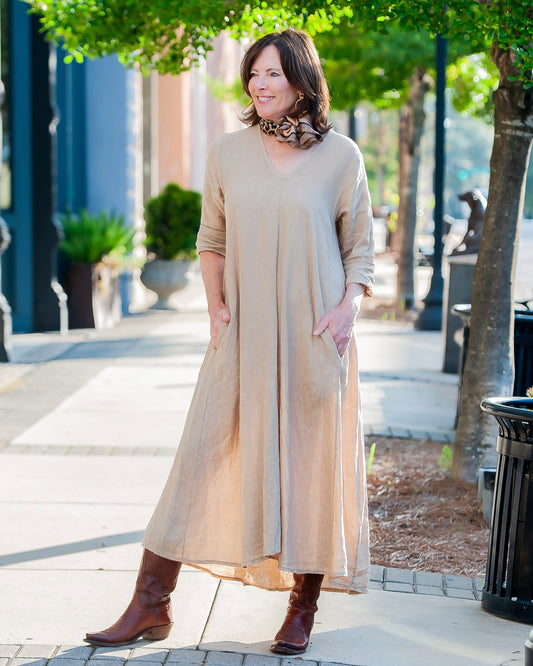 Astor Linen Long Sleeve Maxi Dress