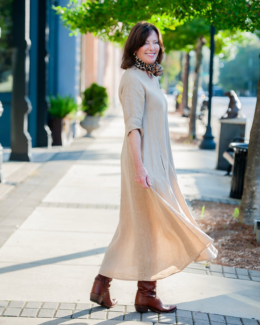 Astor Linen Long Sleeve Maxi Dress