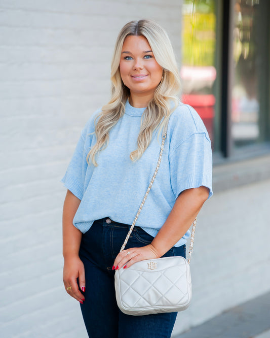 Emmaline Powder Blue Short Sleeve Sweater