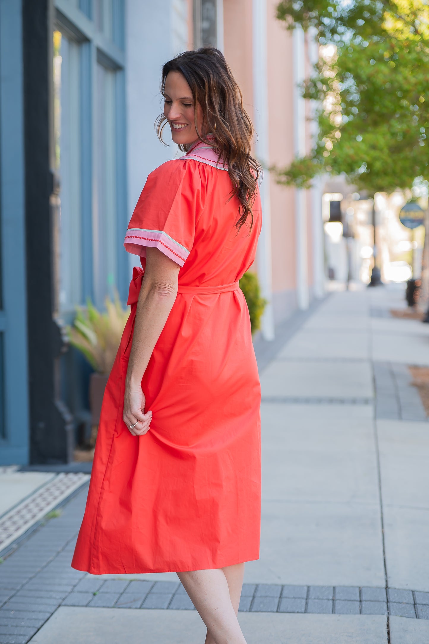 Davenport V-neck Dress-Orange