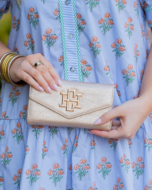 Carlington Clutch/Crossbody Woven Gold