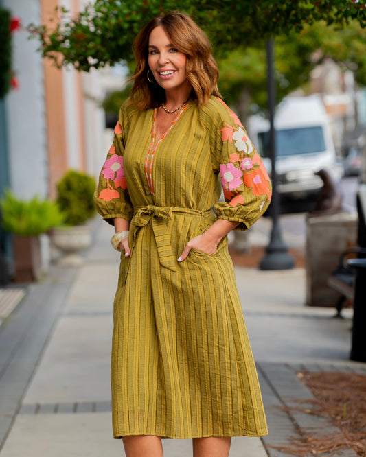 Ella Embroidered Sleeve Maxi Dress