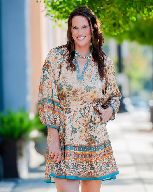 Ivey Floral Print Dress with Belt