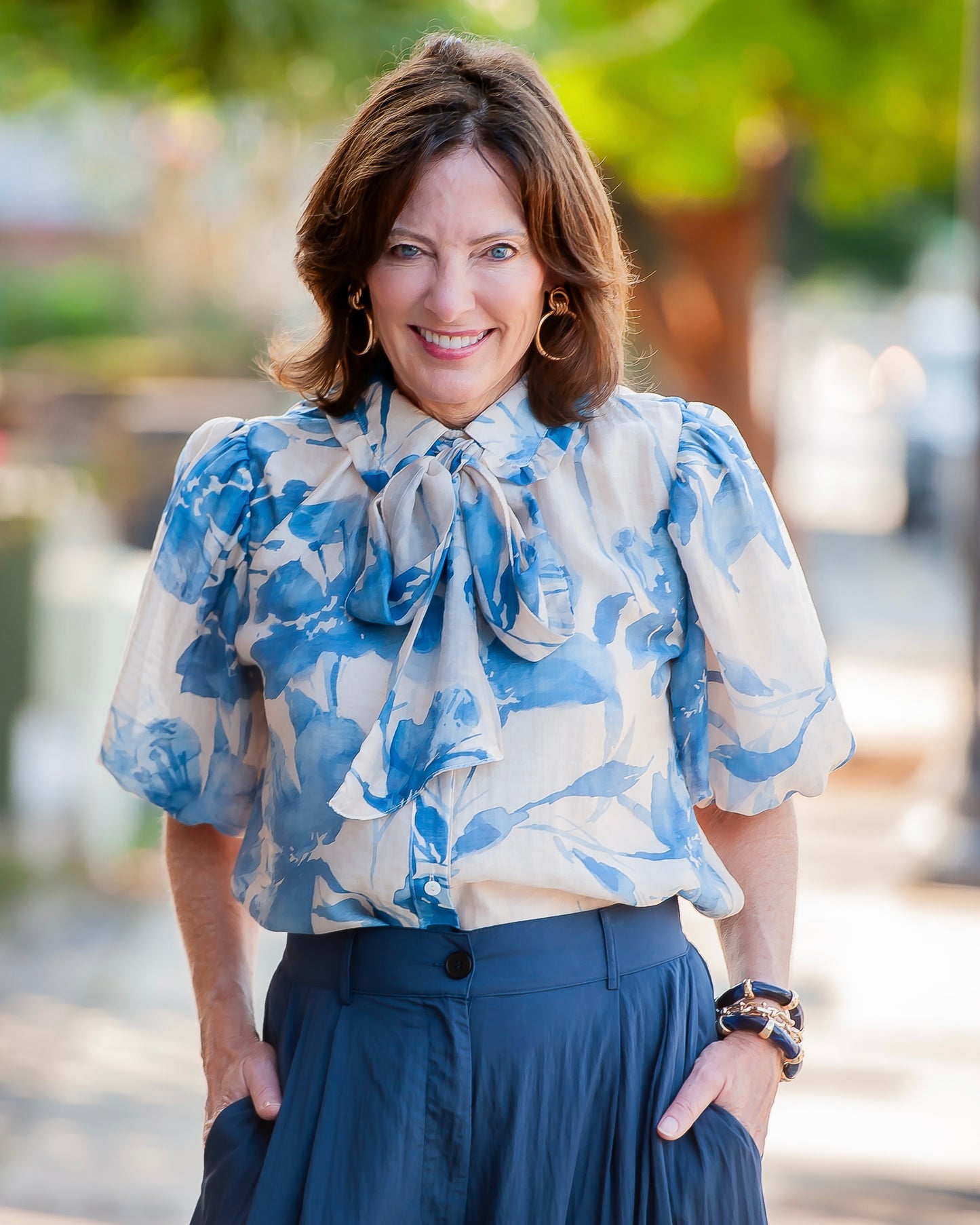 Christen Tie Neck Floral Top