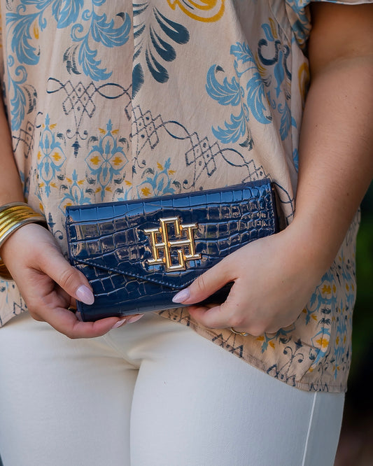 Carlington Clutch/Crossbody Navy Patent EC