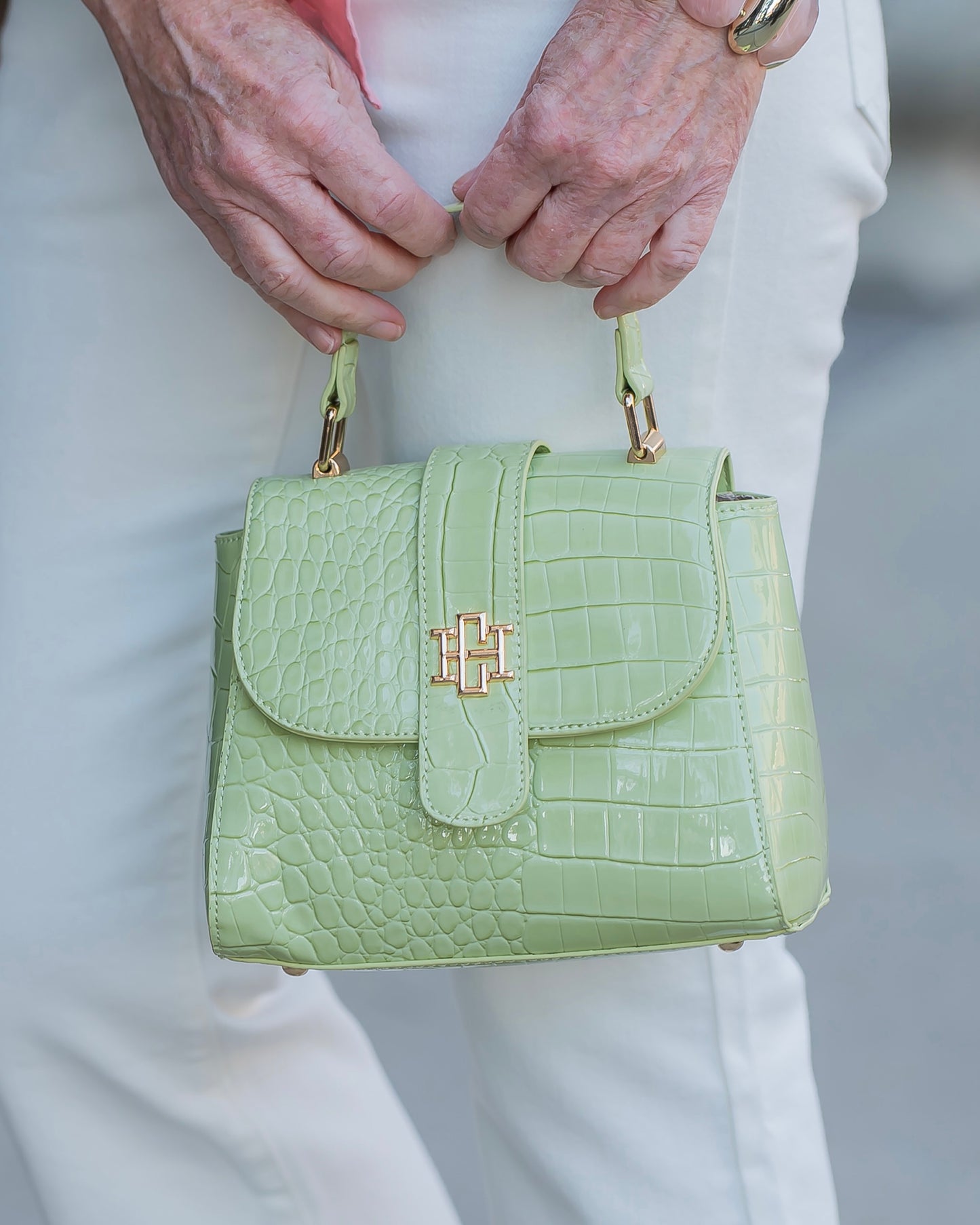 Tucker Handbag Lime Patent EC