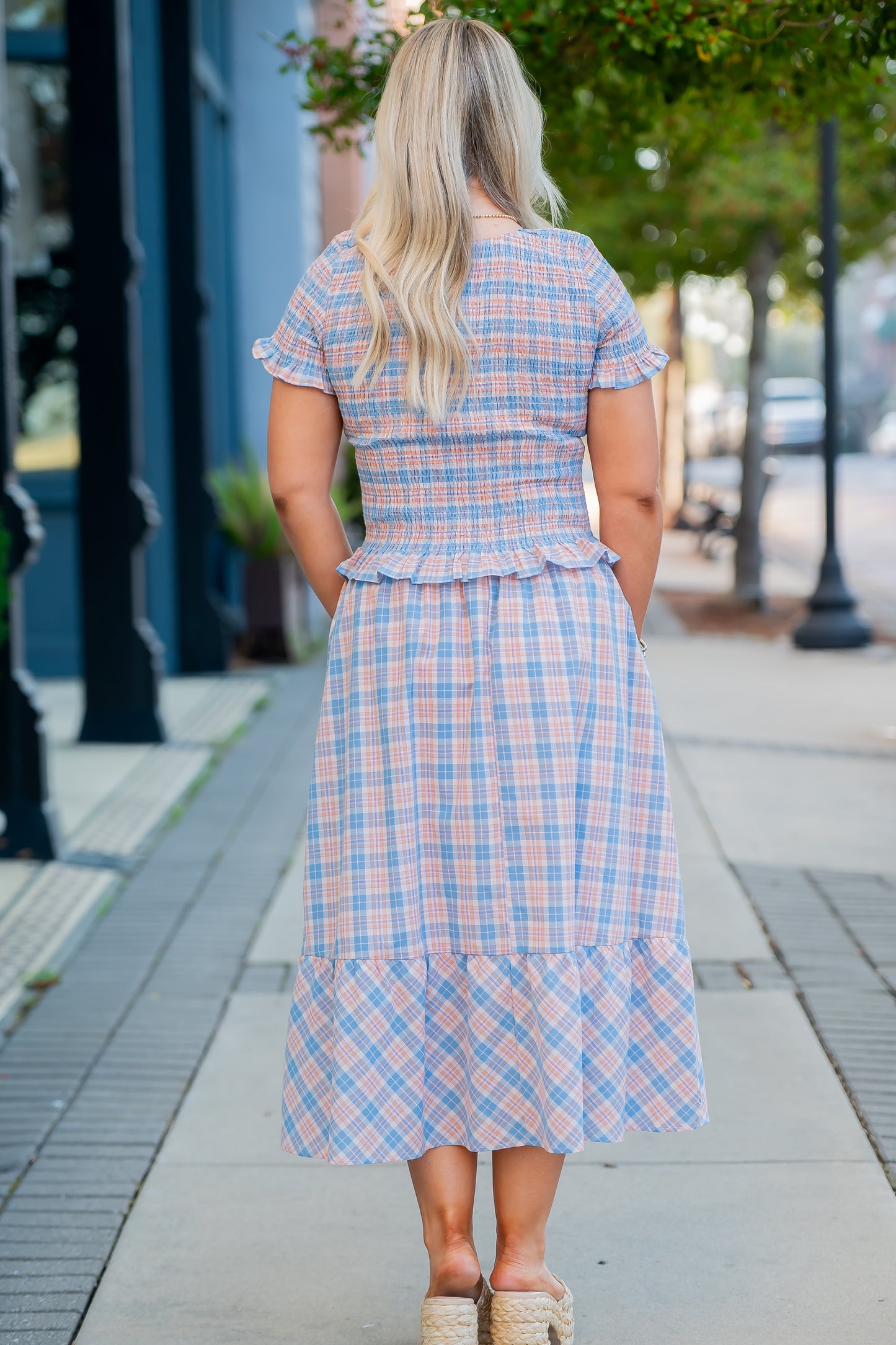 Fernley Gingham Smocked Bodice Top