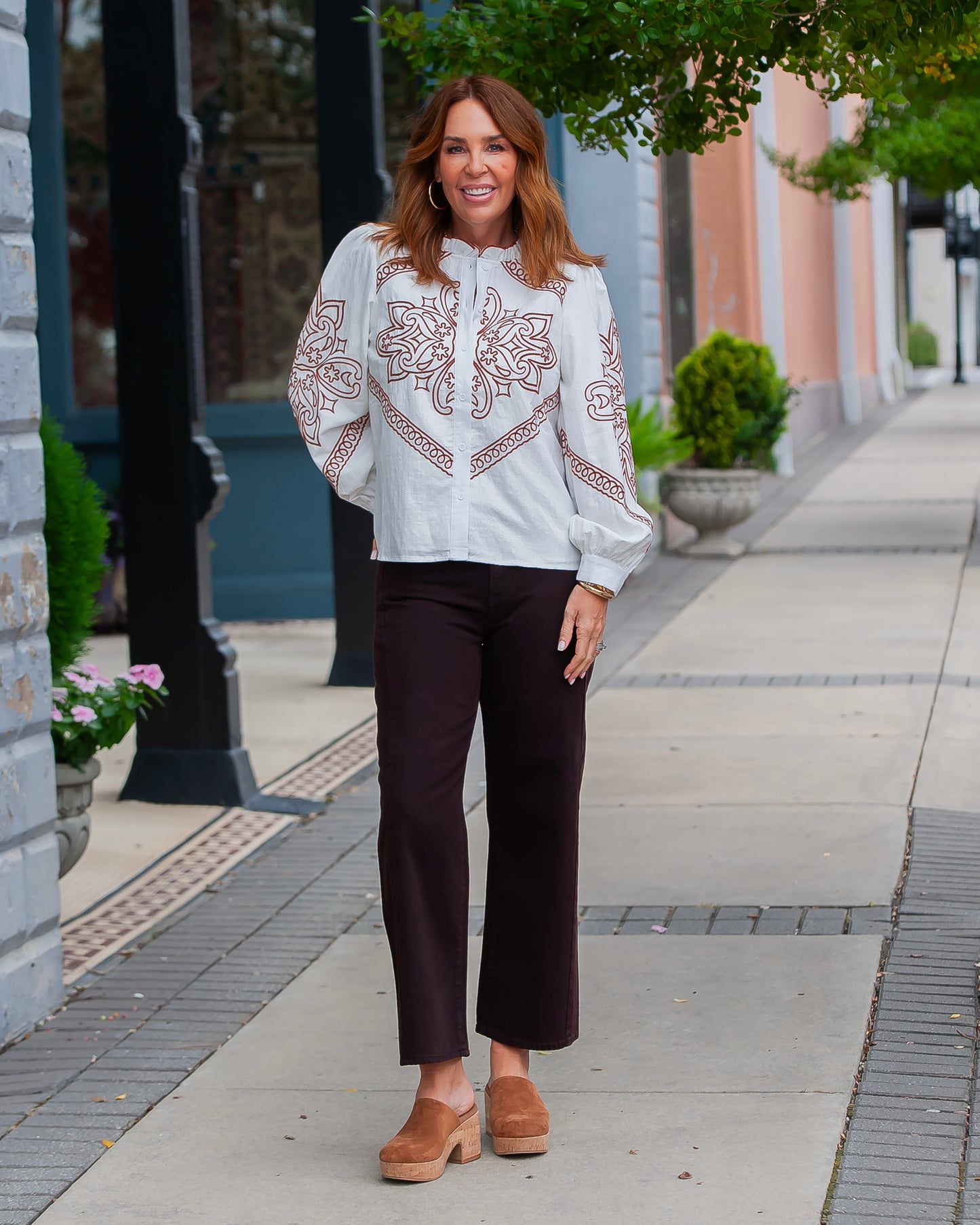 Dakota Embroidered Top- Ivory