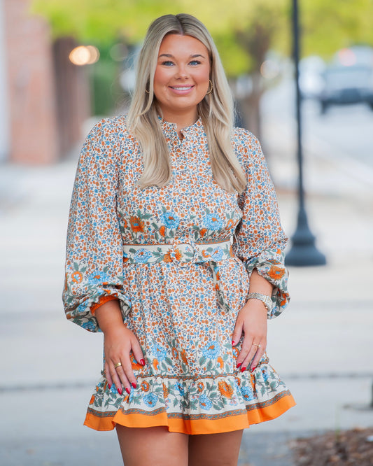 Betsy Floral & Border Print Dress