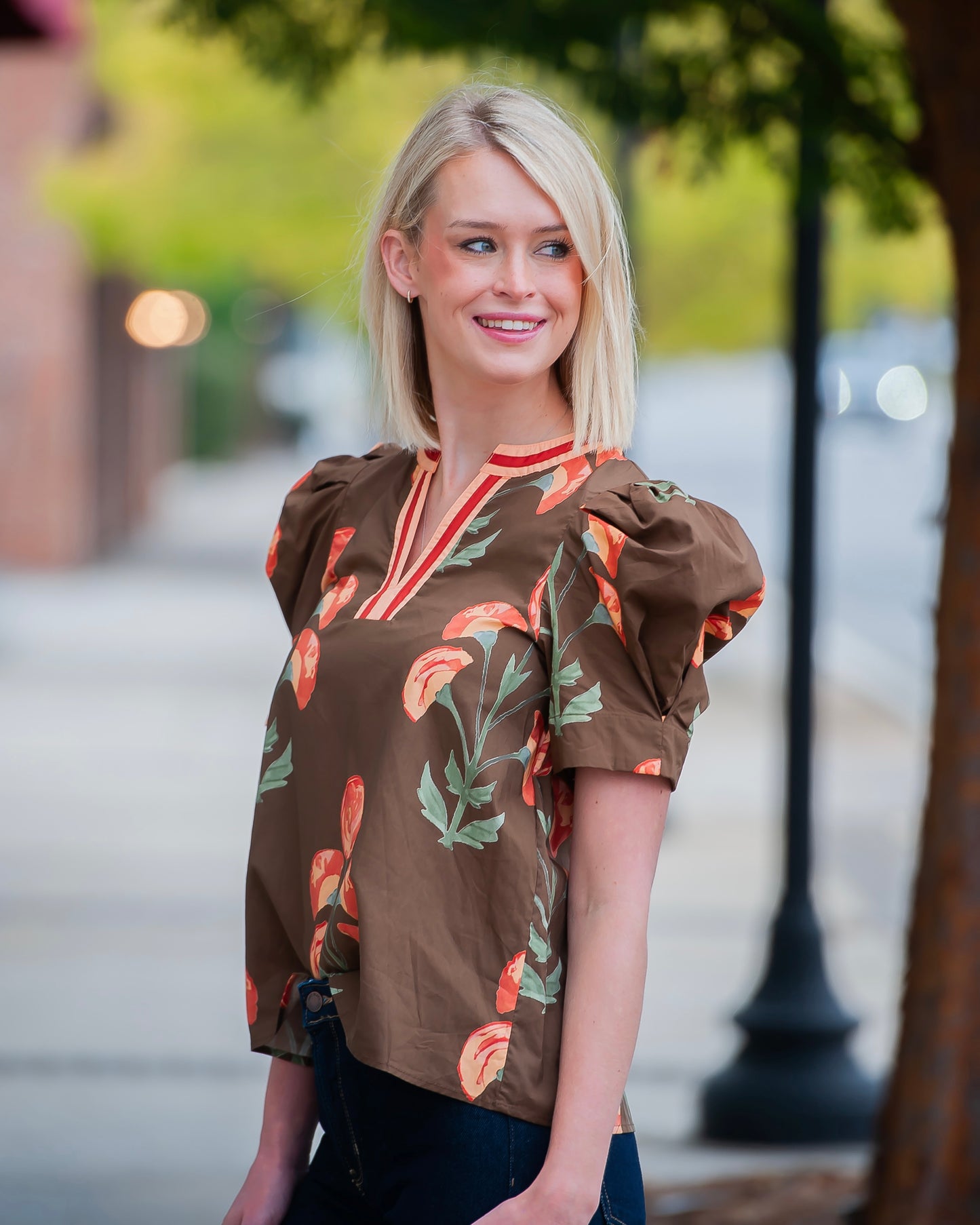 Poppies Brown Short Sleeve Shirt