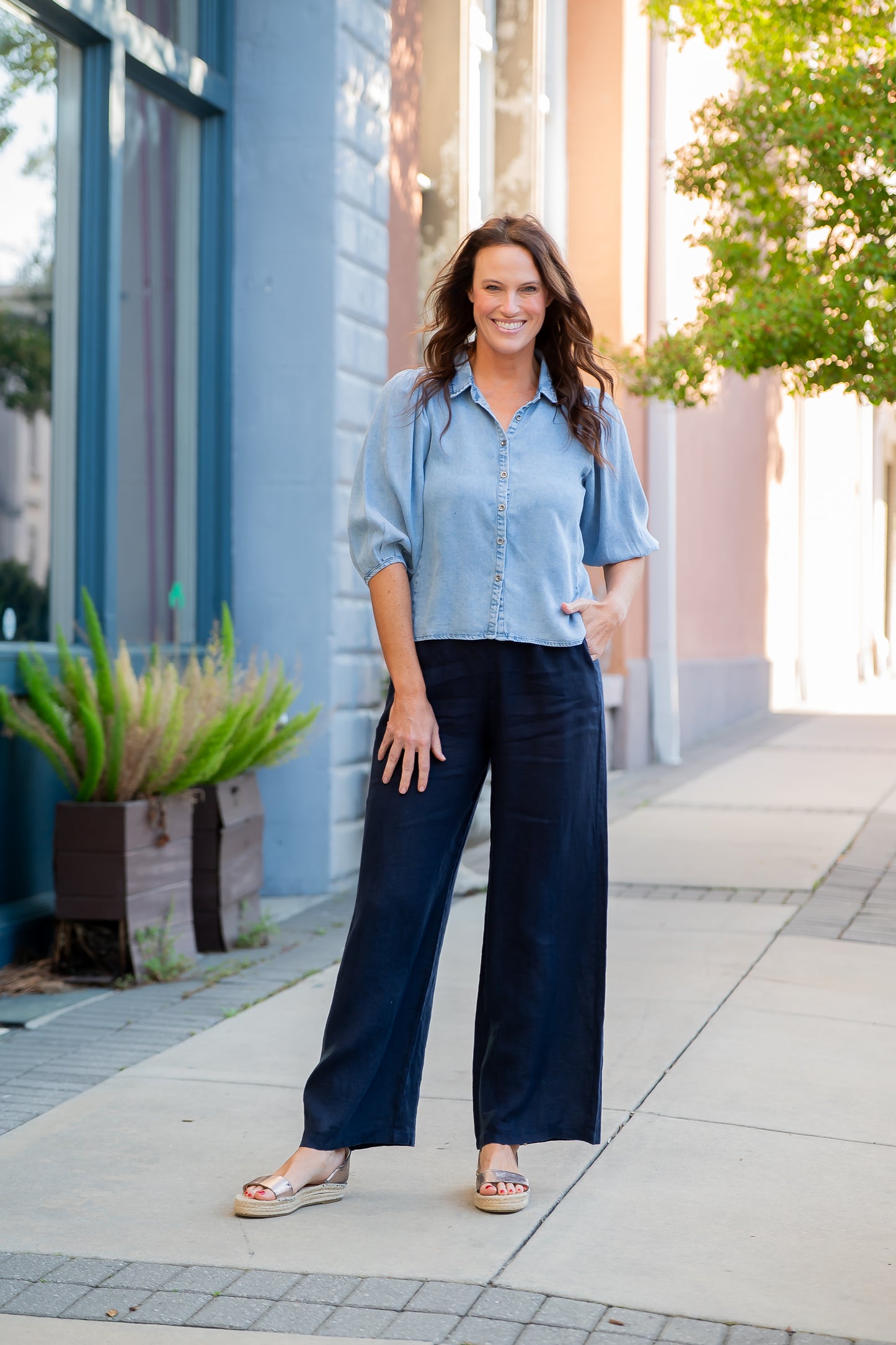Paradise Island Linen Pants - Navy