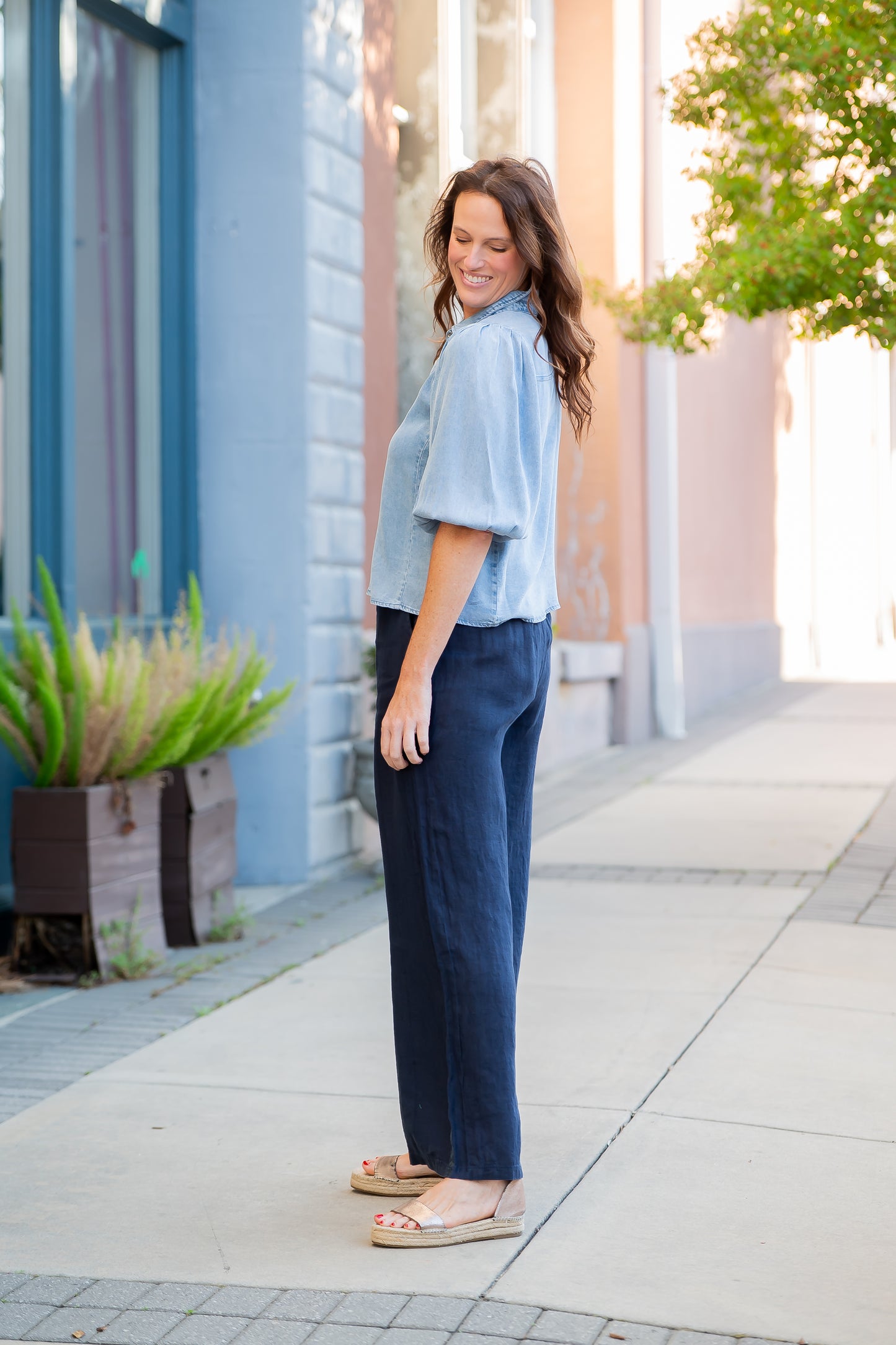 Paradise Island Linen Pants - Navy