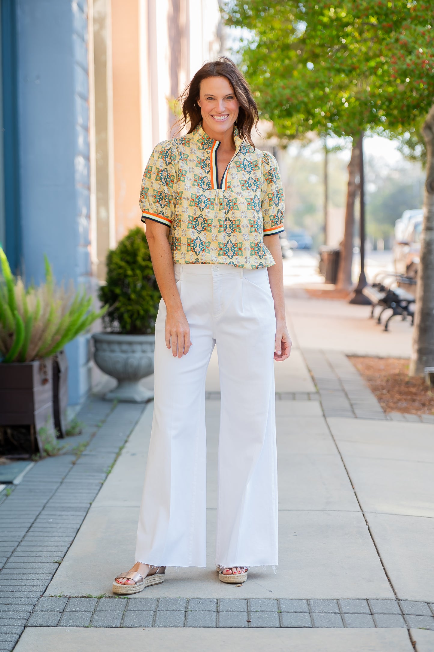 Ailsa Multi Color Embroidered Print Top