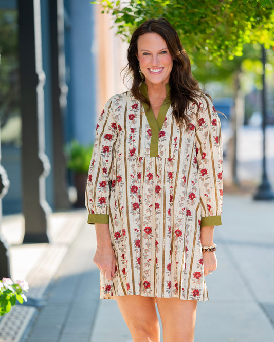 Saint Louis Floral Dress - Olive
