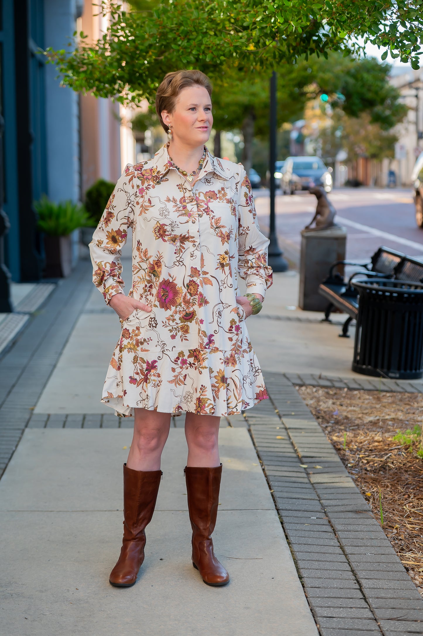 Draper Button Front Dress